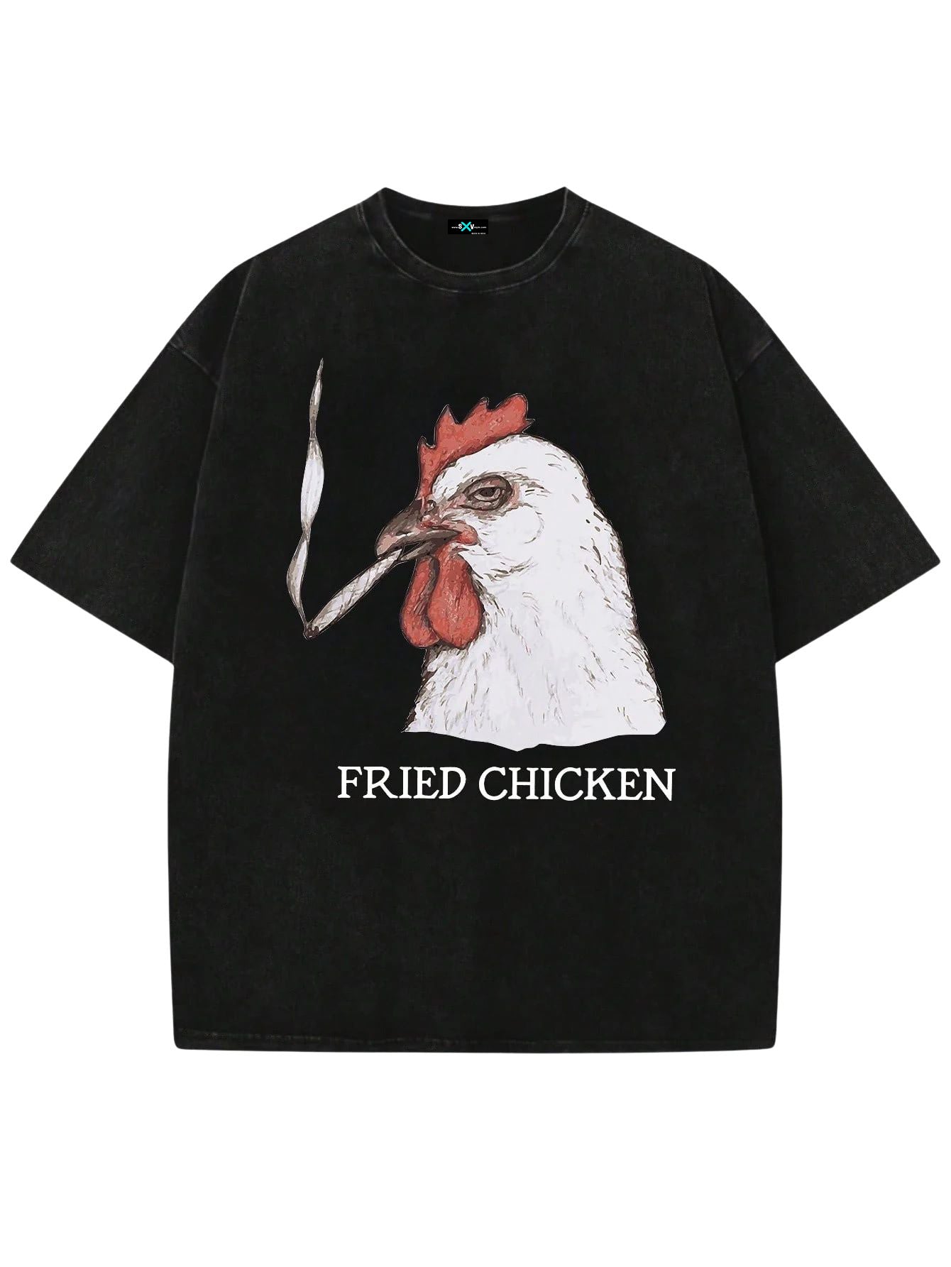 SXV Casual Rooster Letter Print Short Sleeve T-Shirt, Summer