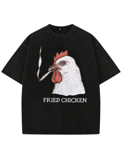 SXV Casual Rooster Letter Print Short Sleeve T-Shirt, Summer