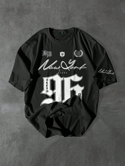 SXV 'new york 96’ Printed Cool Aesthetic Oversized Baggy T-shirt