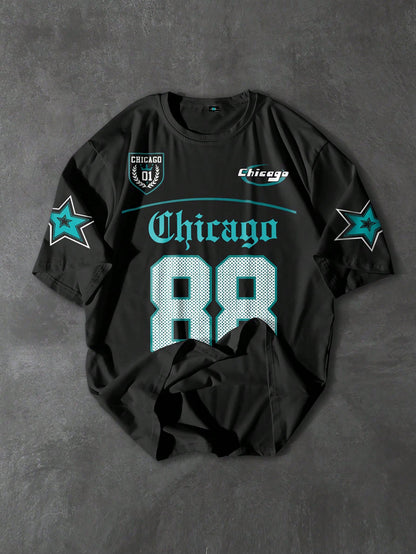 SXV 'chicago 88’ Printed Cool Aesthetic Oversized Baggy T-shirt