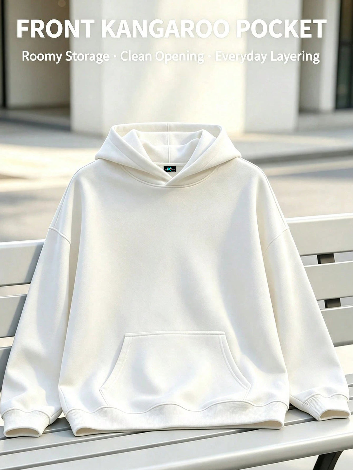 SXV LOS ANGELES Letter Print Pocket Hoodie