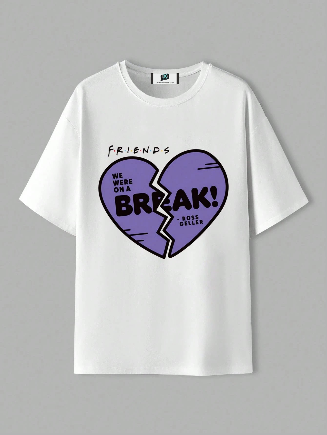 SXV  'friends we were on a break’ Printed Cool Aesthetic Oversized Baggy T-shirt