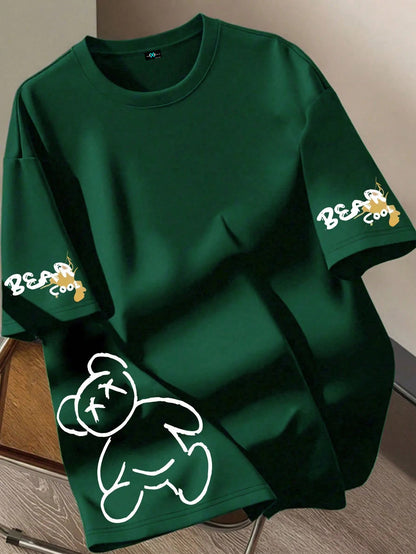 SXV Fashion Street Cartoon Letter Print Loose Fit T-Shirt