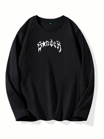SXV Neverleaving Men Spider & Letter Graphic Drop Shoulder Full sleeves  Tee