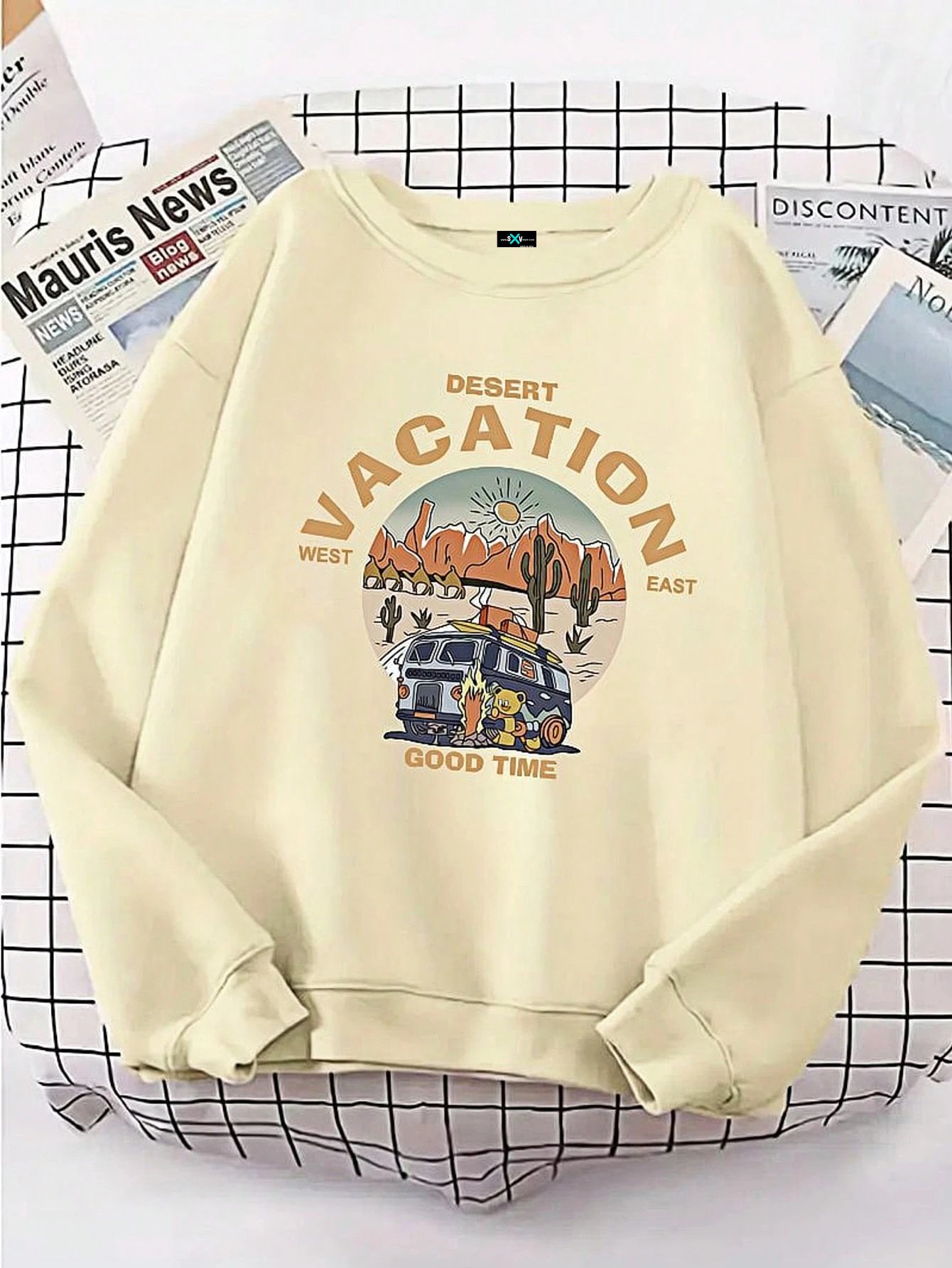 SXV Women's Casual Long Sleeve Crew Neck Sweatshirt, Printed Pattern, Soft & Comfortable Fabric