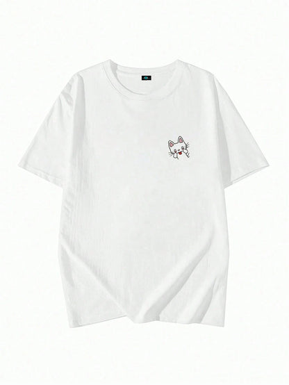 SXV Summer Cotton, Round Neck, Loose Fit, Versatile, Simple, English Print Short-Sleeve T-shirt