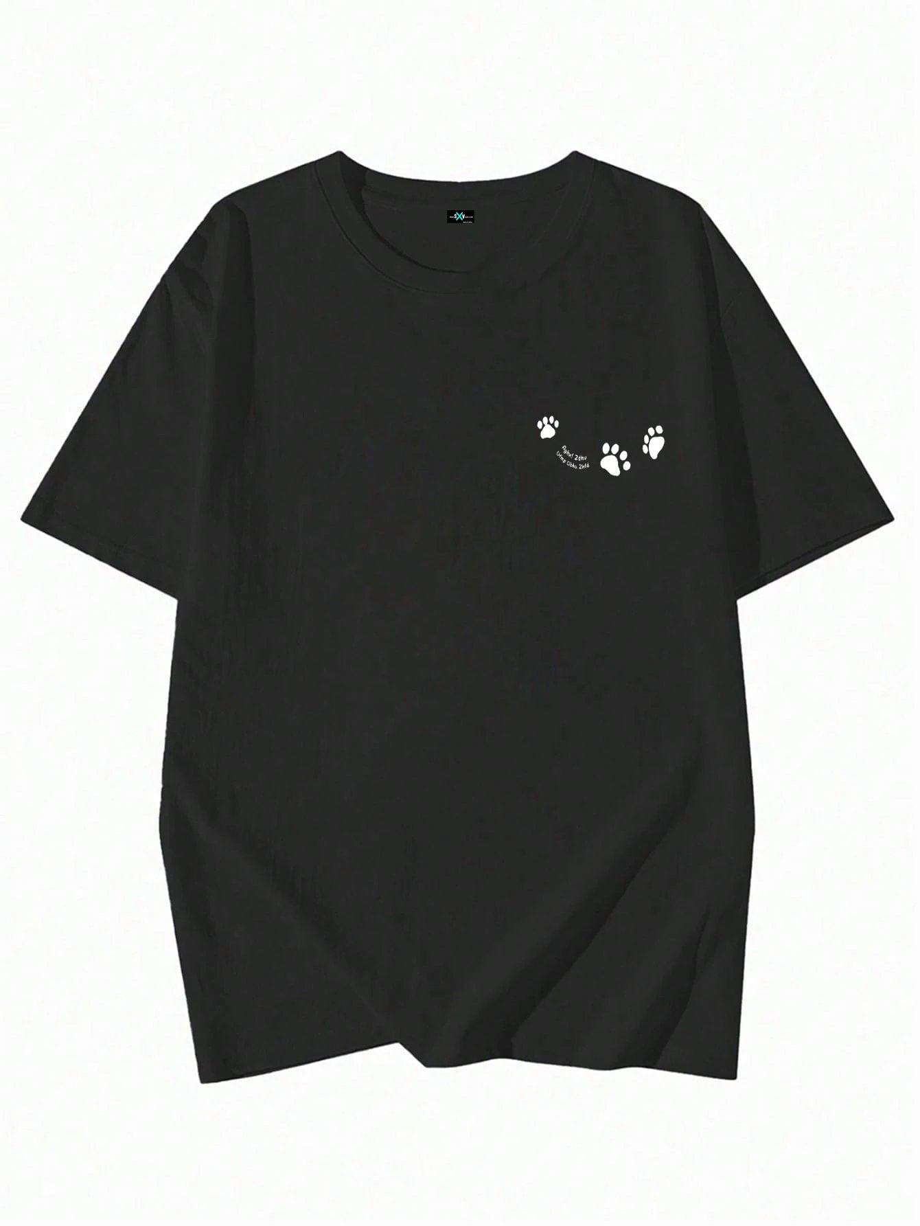 SXV Women's Casual Round Neck Loose Fitting Letter & Puppy Print Short Sleeve T-Shirt