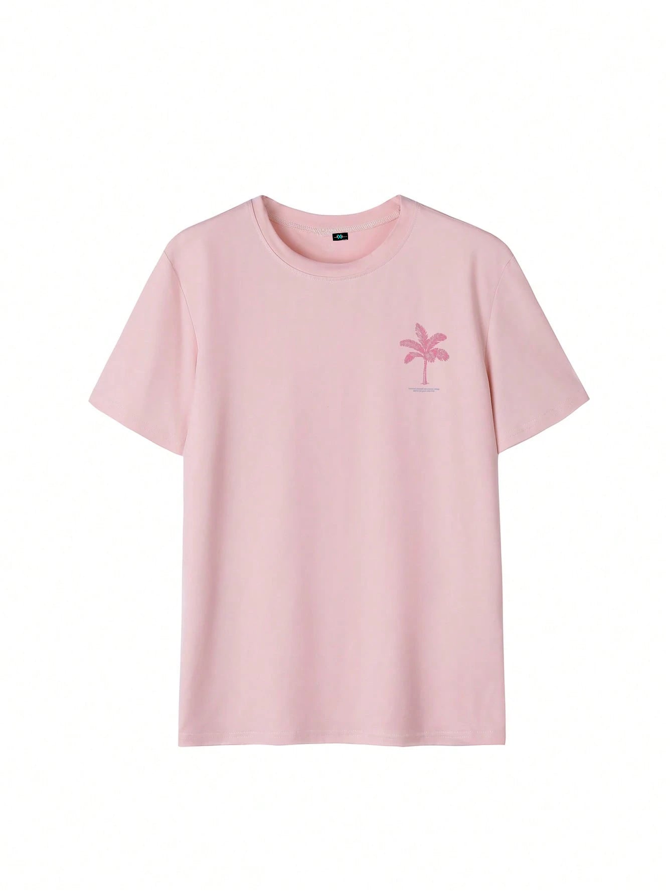 SXV Summer New Palm Tree Slogan Print Casual Round Neck Short Sleeve T-Shirt
