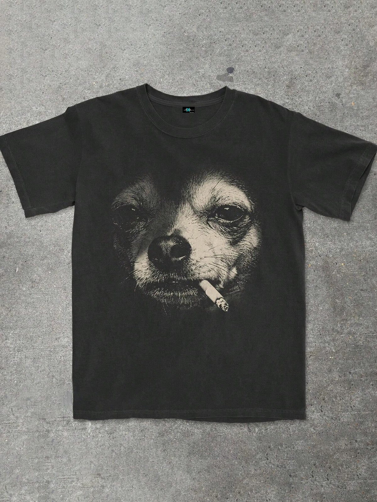 SXV Smoking Chihuahua Graphic Retro Y2K Punk Style T-Shirt