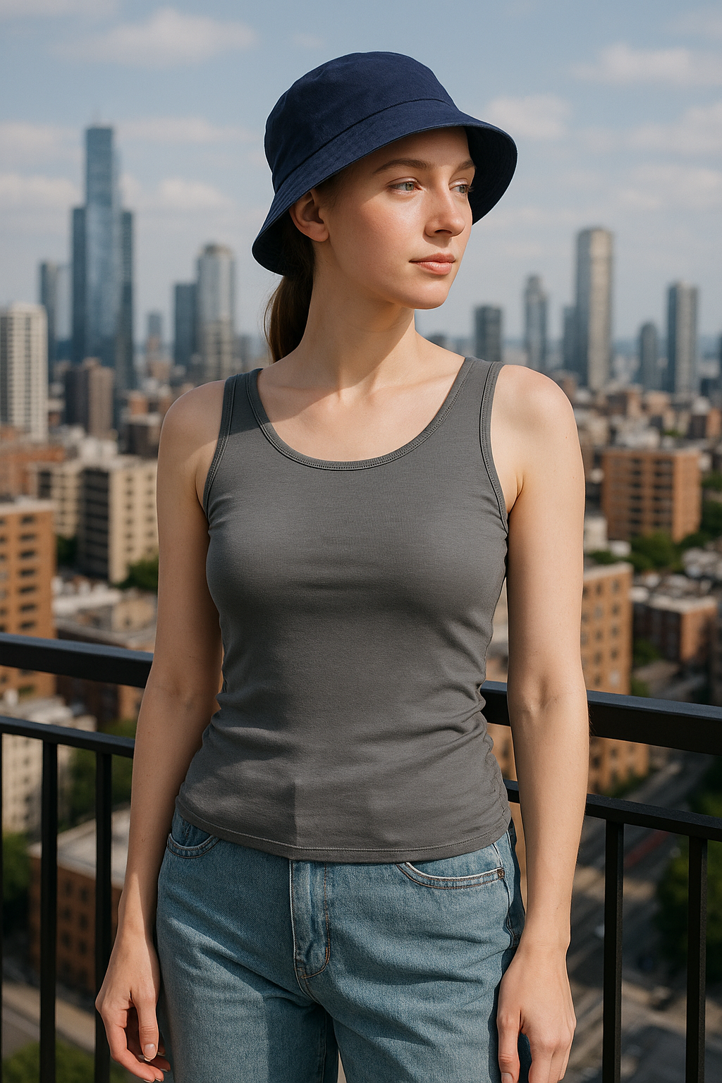 SXV Cotton Tank Top, Scoop Neck, Sleeveless Fitted Casual Summer Top