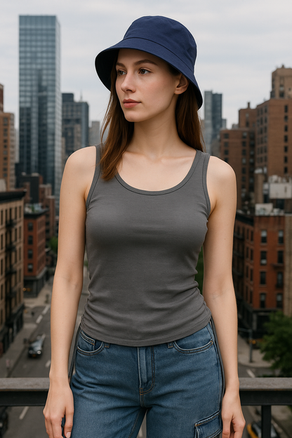 SXV Cotton Tank Top, Scoop Neck, Sleeveless Fitted Casual Summer Top