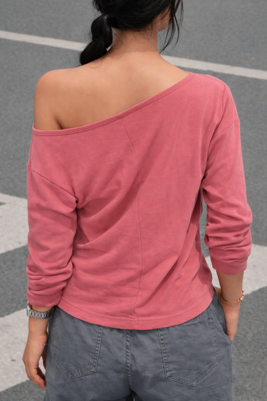 SXV off shoulder pink full sleeves baggy top