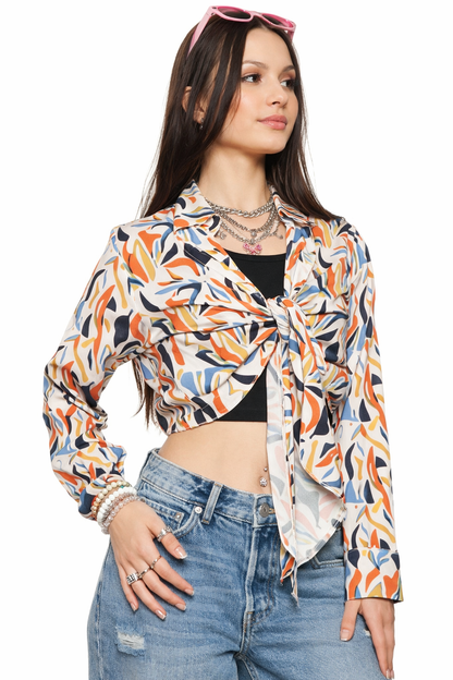 SXV Printed Wrap Crop Top