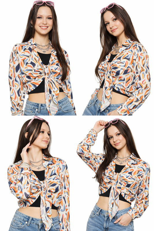 SXV Printed Wrap Crop Top