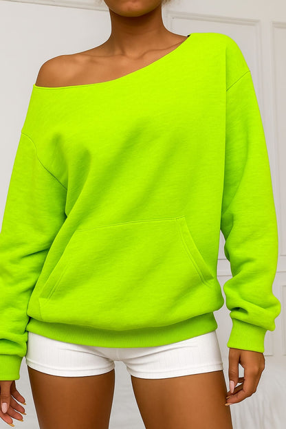 SXV casual solid off shoulder sweatshirt with pockets
