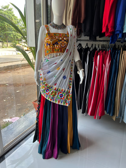 SXV multicoloured kutchi work cotton chaniya choli from gujarat for festive season (limited edition)