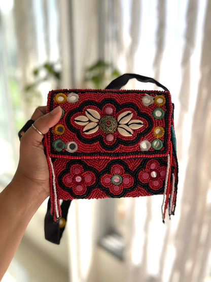 SXV Mirror Work Kutchi Embroidery Bag / shoulderbag/ slingbag /boho bag(Multicolour)