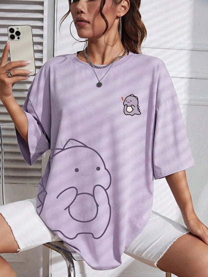 SXV  'cute cartoon’ Printed Cool Aesthetic Oversized Baggy T-shirt