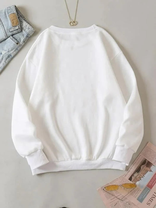 SXV  'Drip Smile’ Printed Cool Aesthetic Drop Shoulder Oversized Sweatshirt