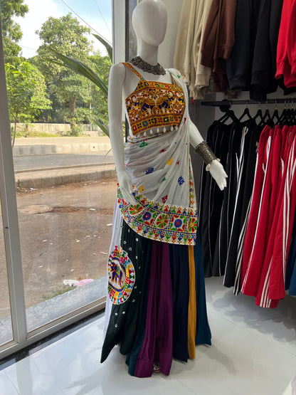 SXV multicoloured kutchi work cotton chaniya choli from gujarat for festive season (limited edition)