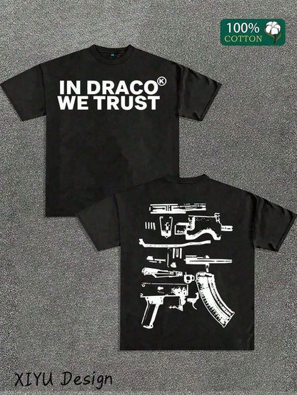 SXV A High-Quality Men's Street T-Shirt, Which We Trust In Draco, Is Printed On Both Sides