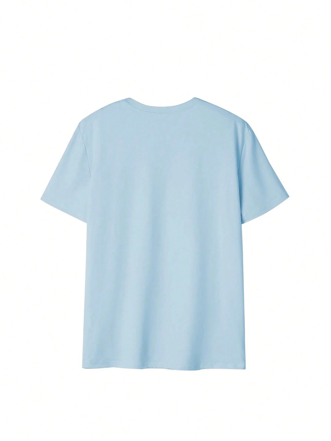 SXV Women's Summer New Simple Sea Turtle, Floral, Shell Print Casual Vacation Loose Fit Round Neck Light Blue Short Sleeve T-Shirt