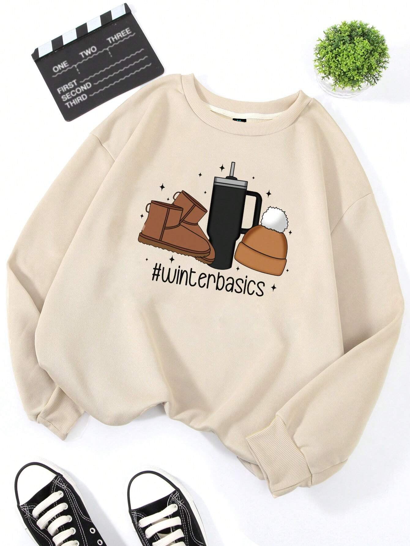 SXV winter basics fleece inside thick and warm baggy oversized sweatshirt