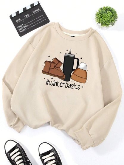 SXV winter basics fleece inside thick and warm baggy oversized sweatshirt