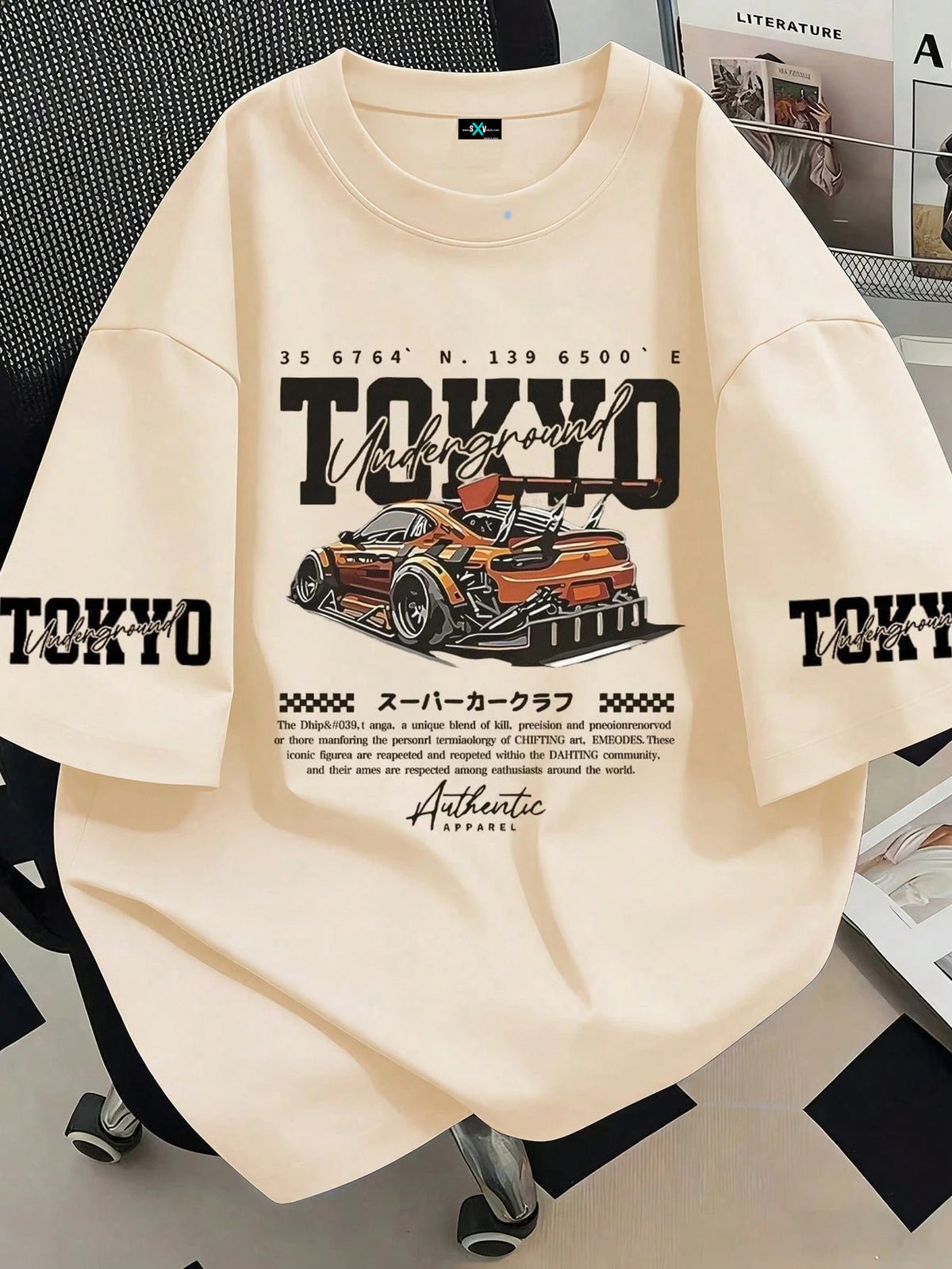 SXV Tokyo Print T-Shirt, Car Graphic, Racing Atmosphere, Urban Style
