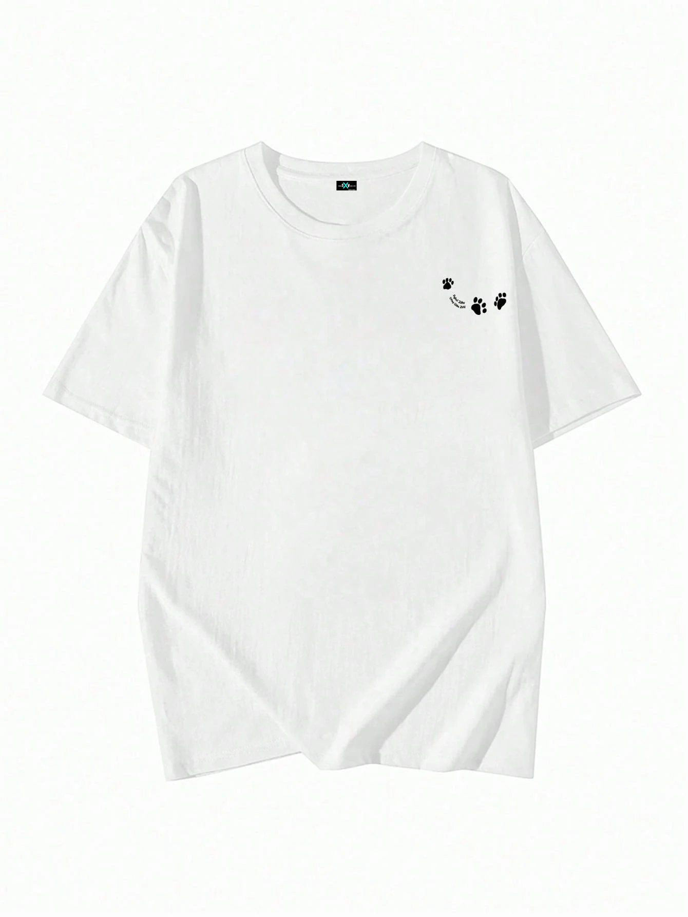 SXV Women's Casual Round Neck Loose Fitting Letter & Puppy Print Short Sleeve T-Shirt