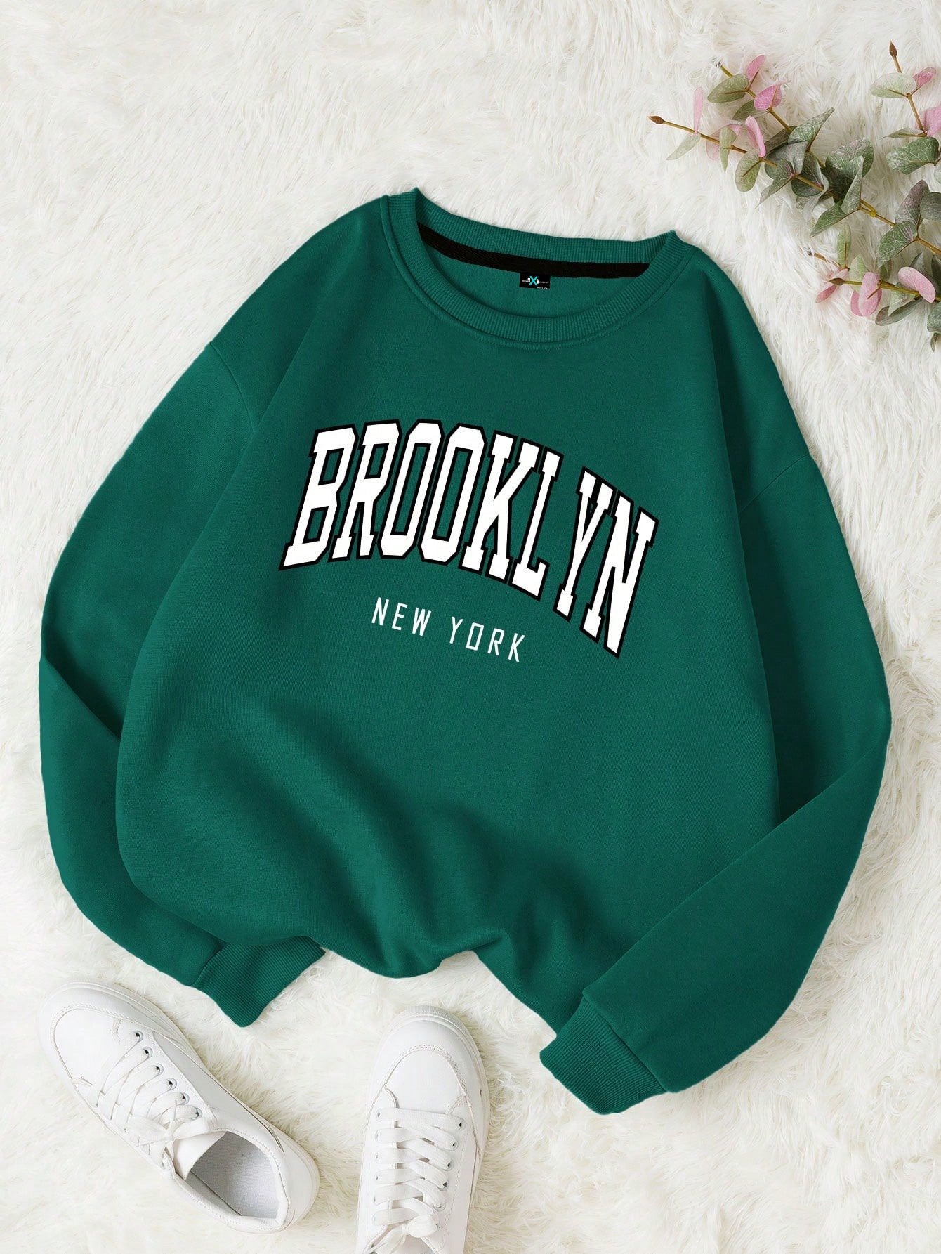 SXV Letter Graphic Thermal Lined Sweatshirt Pullover Fall Outfit