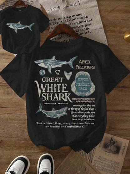 SXV 'great white shark’ Printed Cool Aesthetic Oversized Baggy T-shirt