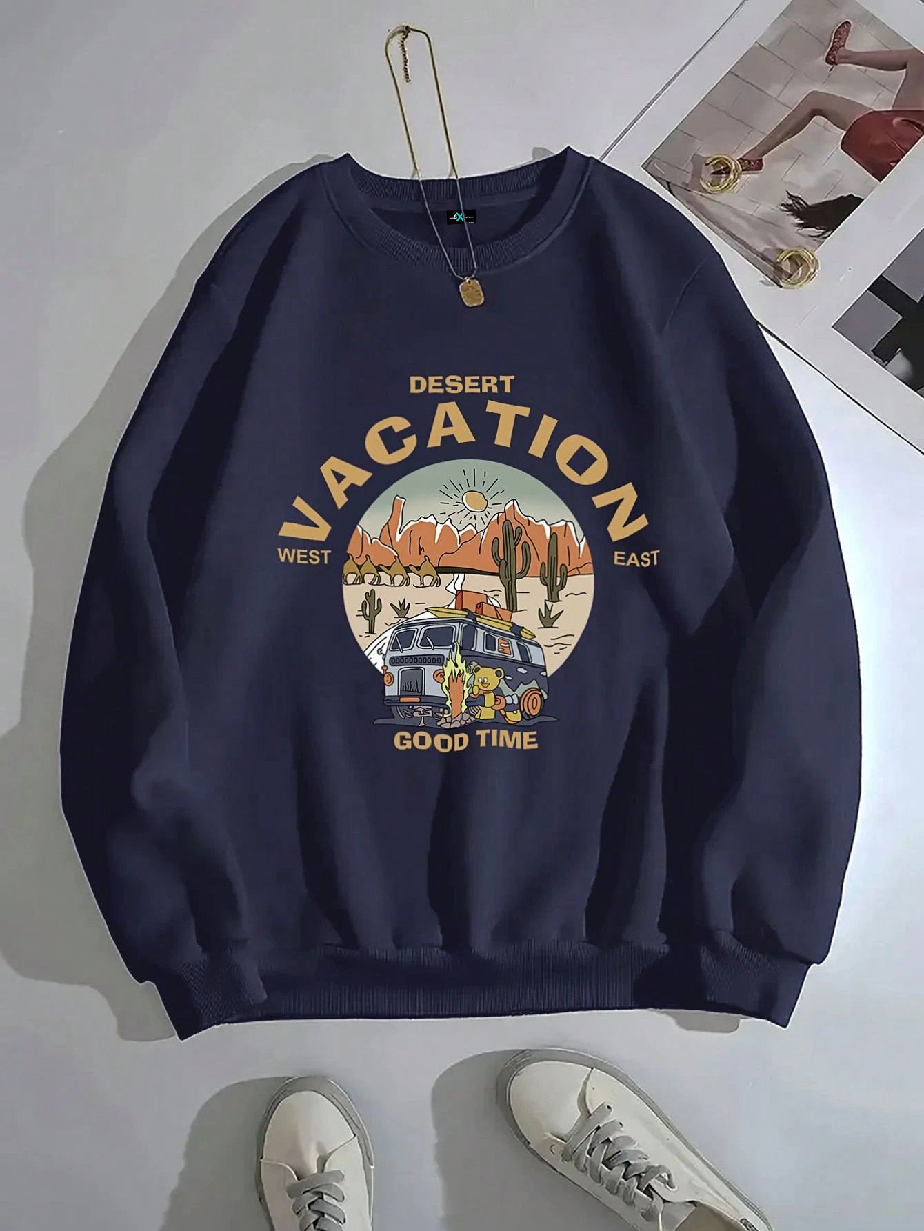 SXV Women's Casual Long Sleeve Crew Neck Sweatshirt, Printed Pattern, Soft & Comfortable Fabric