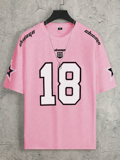 SXV  'chicago 18’ Printed Cool Aesthetic Oversized Baggy T-shirt