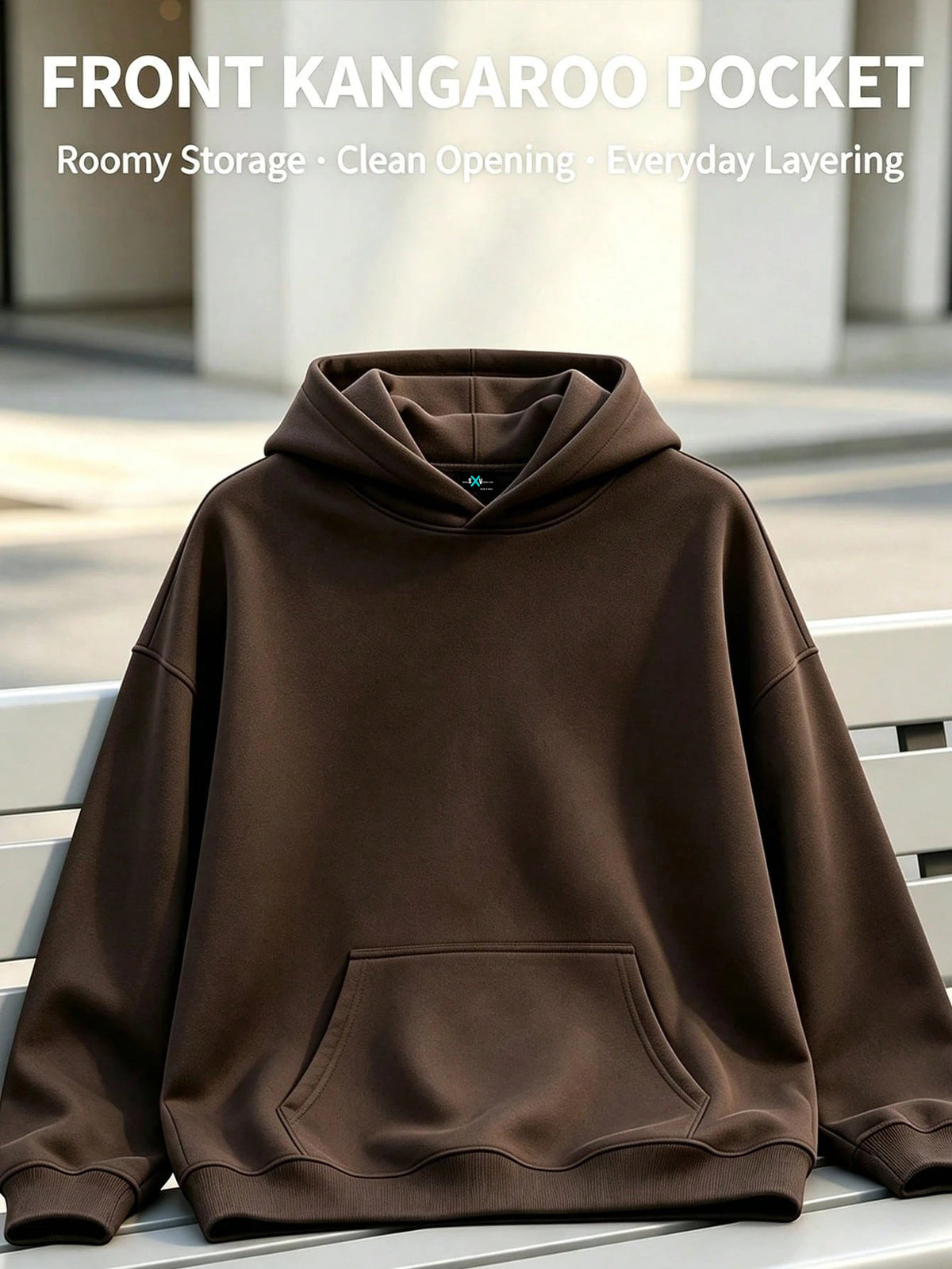 SXV LOS ANGELES Letter Print Pocket Hoodie