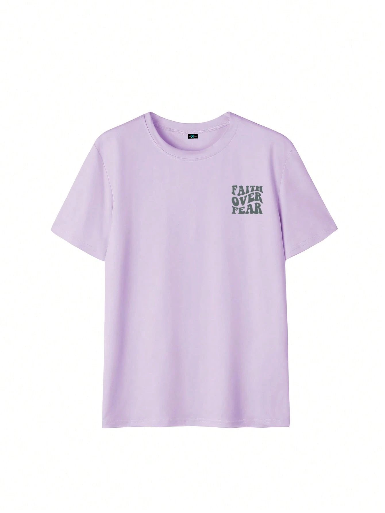 SXV Women's Belief Overcomes Fear Letter Print Casual Round Neck Short Sleeve T-Shirt