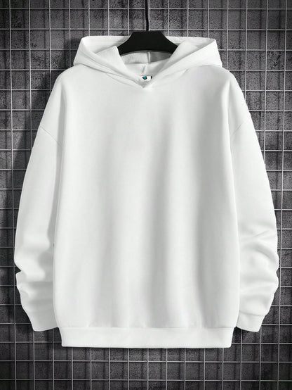 SXV Men Playing Card & Skull Print Drop Shoulder Hoodie