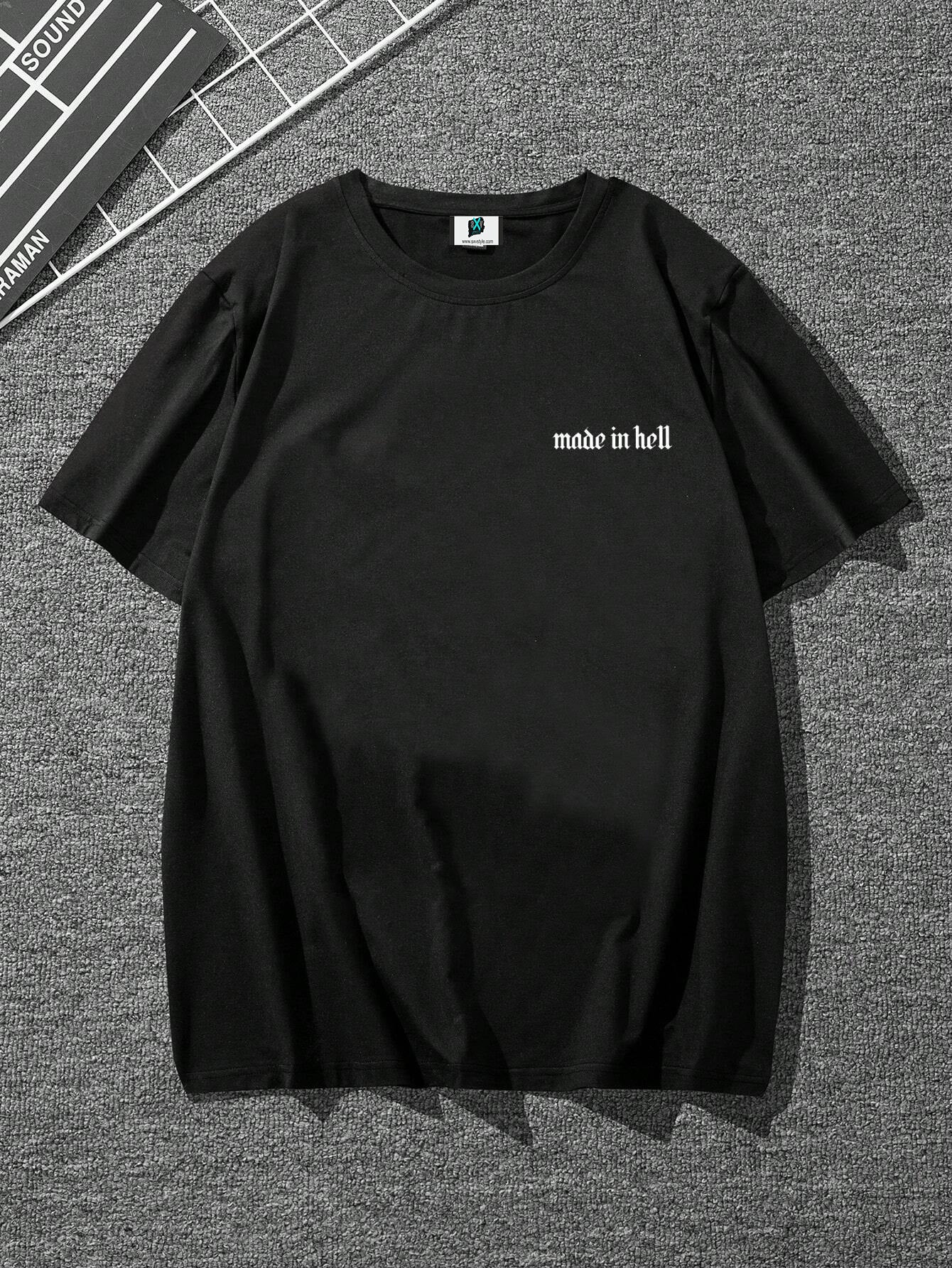 SXV Letter Graphic Lounge made in hell t-shirt