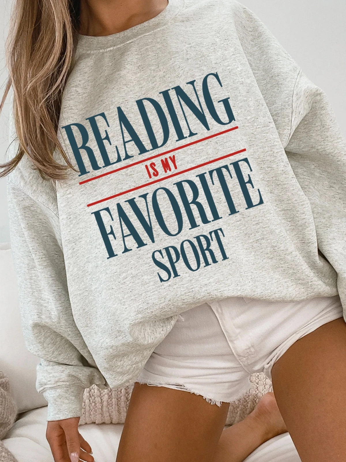 SXV Red Autumn Graphic Vintage Book Sweatshirt