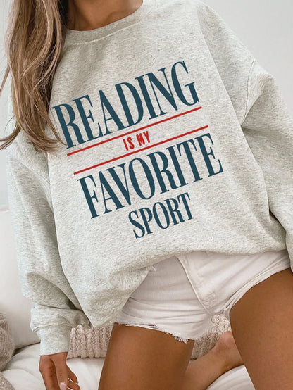 SXV Red Autumn Graphic Vintage Book Sweatshirt