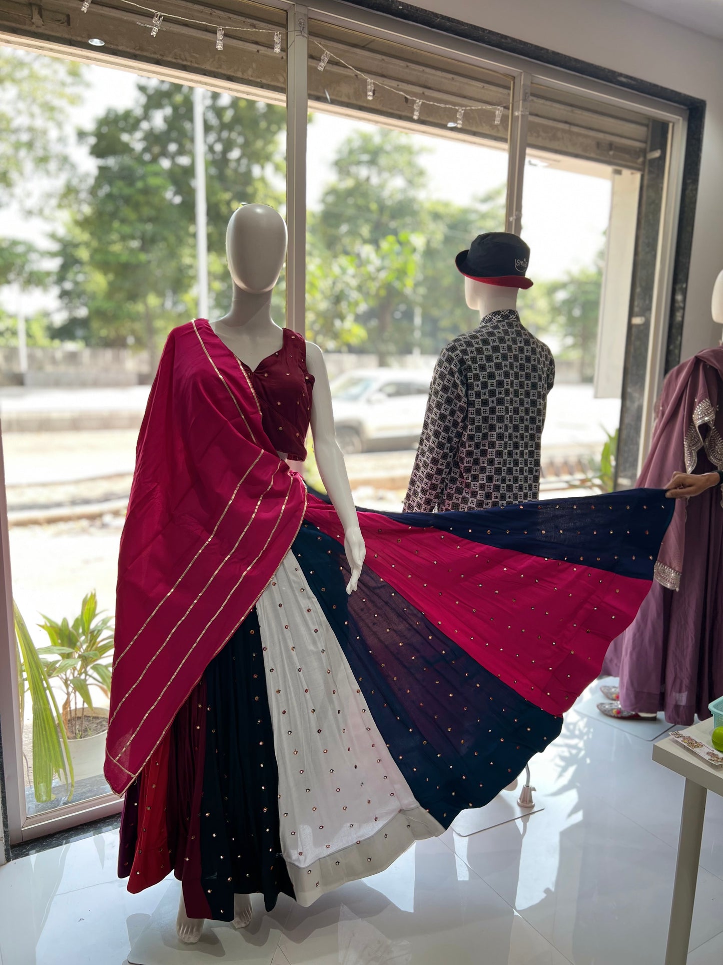 SXV multicolour mirror work cotton chaniya choli for festive season (limited edition)fully stitched