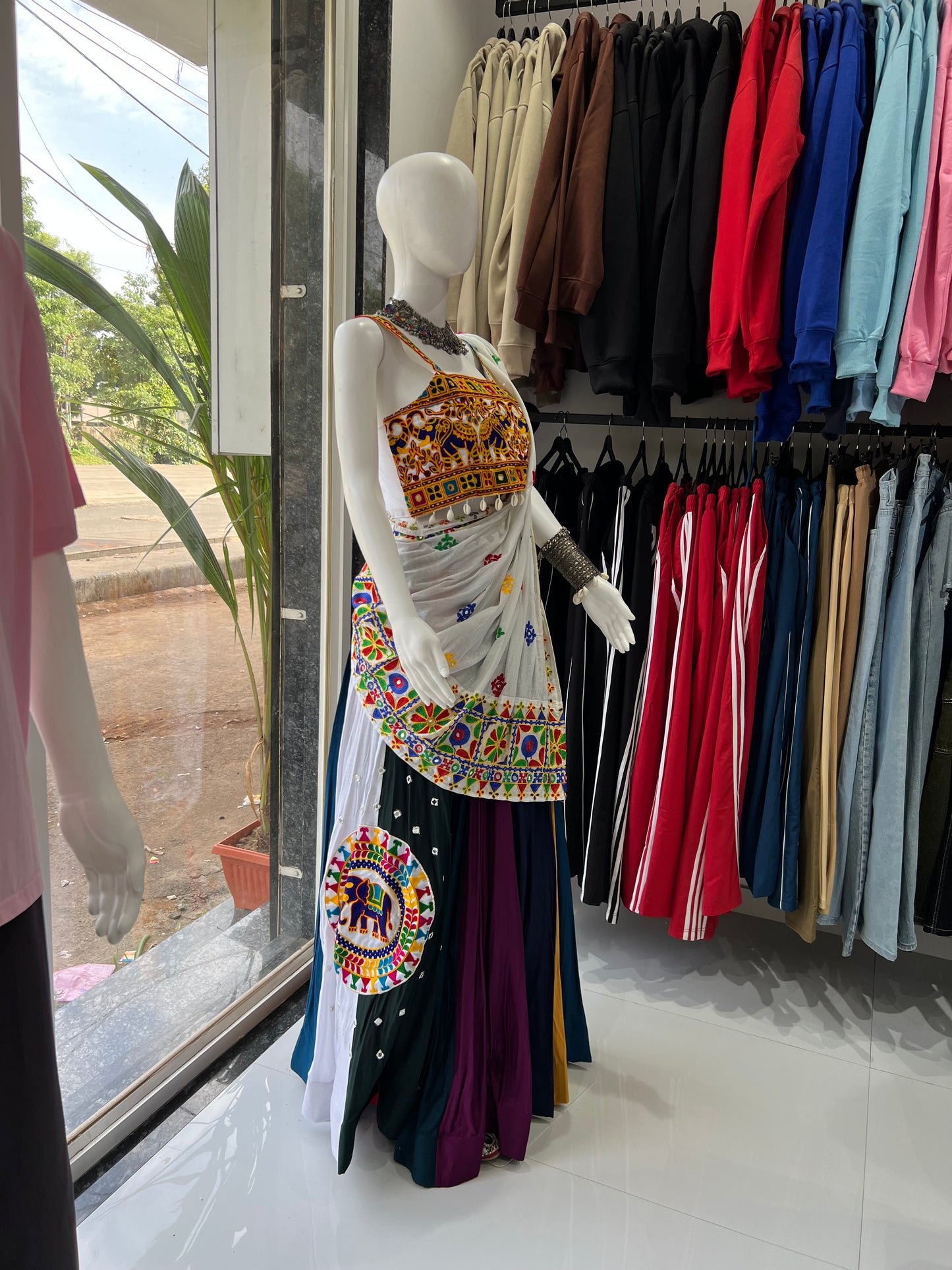 SXV multicoloured kutchi work cotton chaniya choli from gujarat for festive season (limited edition)