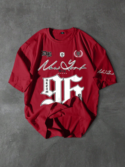 SXV 'new york 96’ Printed Cool Aesthetic Oversized Baggy T-shirt