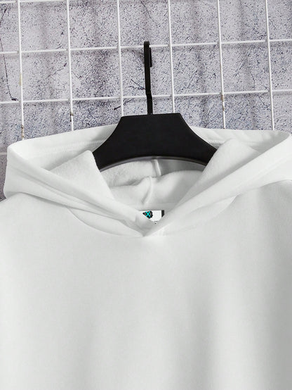 SXV Men Playing Card & Skull Print Drop Shoulder Hoodie