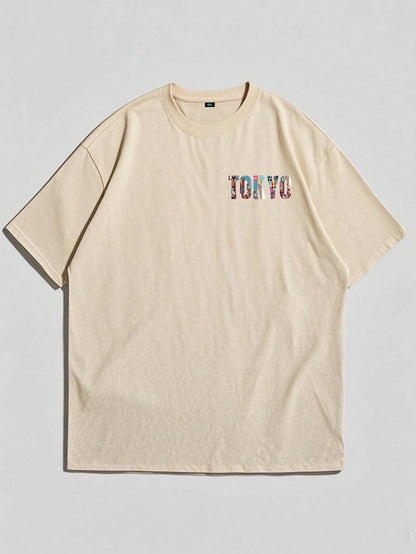 SXV TOKYO English Slogan & Tokyo Element Print Short Sleeve T-Shirt
