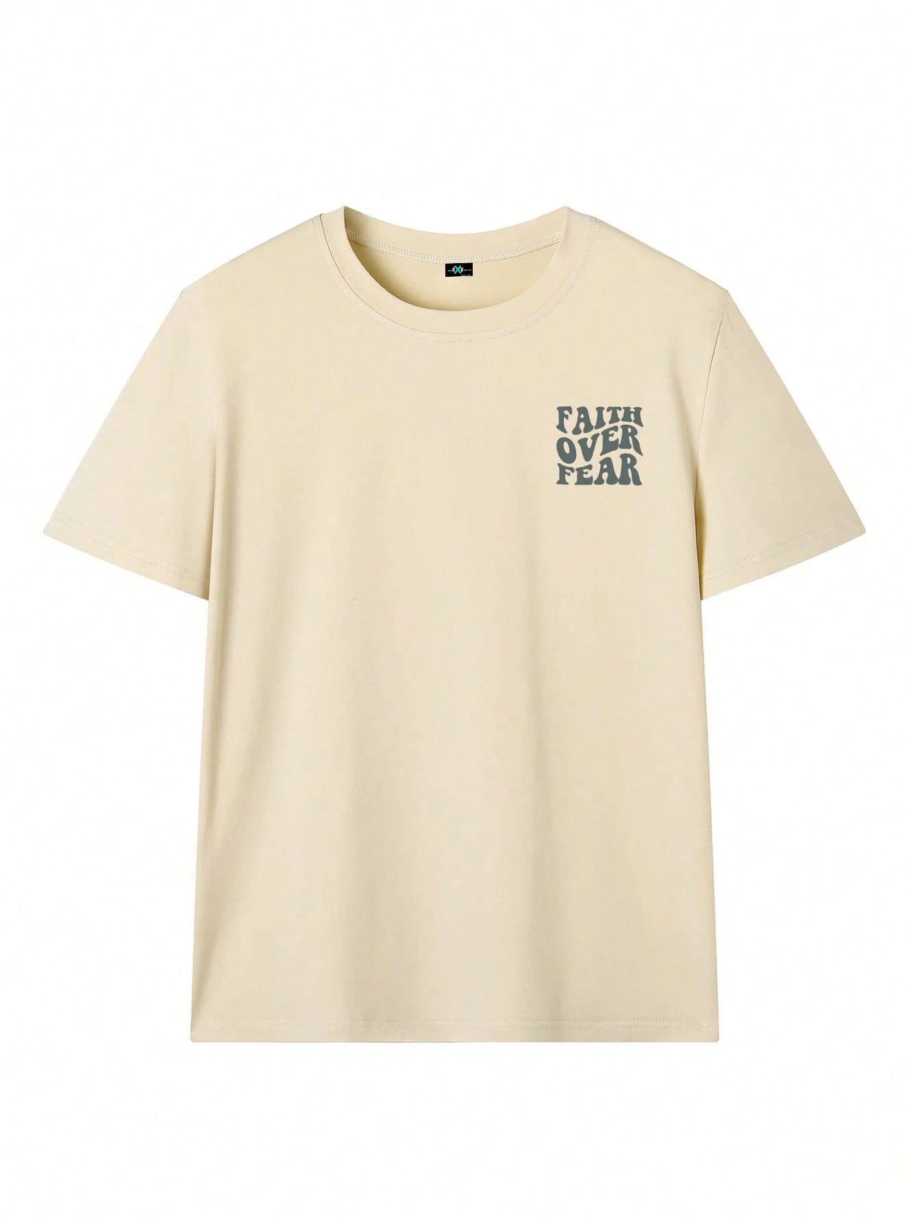 SXV Women's Belief Overcomes Fear Letter Print Casual Round Neck Short Sleeve T-Shirt