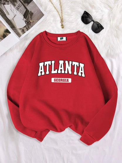 SXV  'ATLANTA Georgia’ Printed Cool Aesthetic Drop Shoulder Oversized Sweatshirt