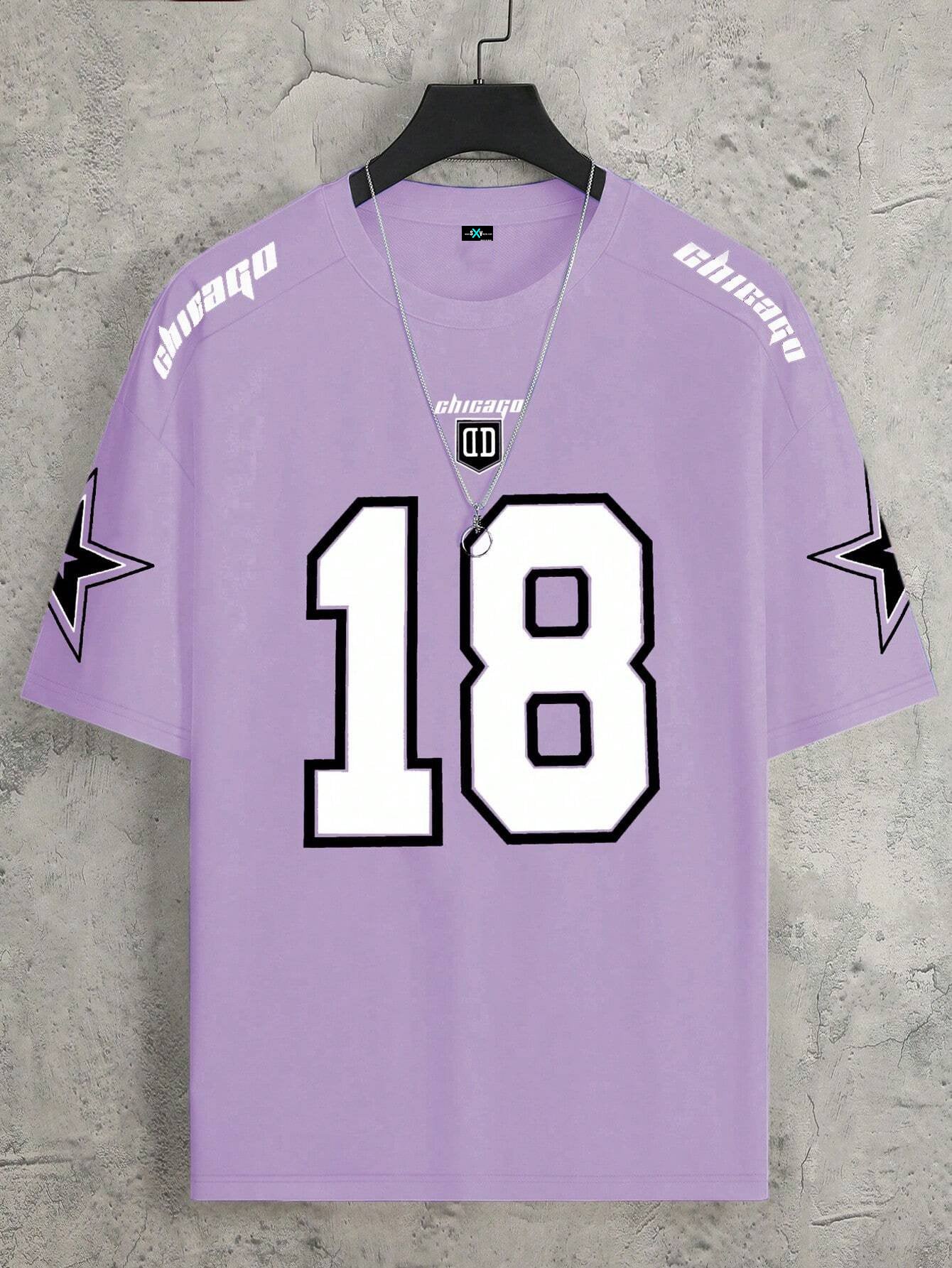 SXV  'chicago 18’ Printed Cool Aesthetic Oversized Baggy T-shirt