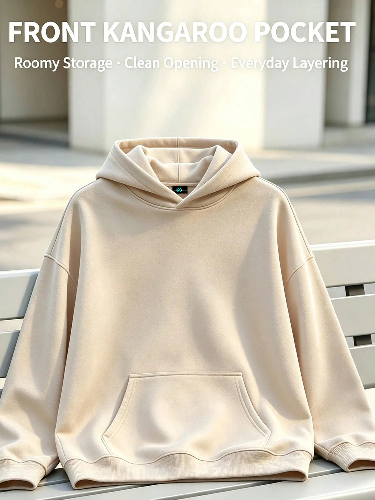 SXV LOS ANGELES Letter Print Pocket Hoodie
