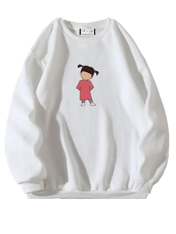 SXV 'Frog & Mushroom’ Printed Cool Aesthetic Drop Shoulder Oversized Baggy Sweatshirt